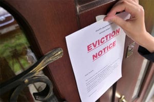 Eviction notice on front door