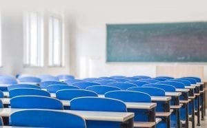 Empty College Classroom Blurred