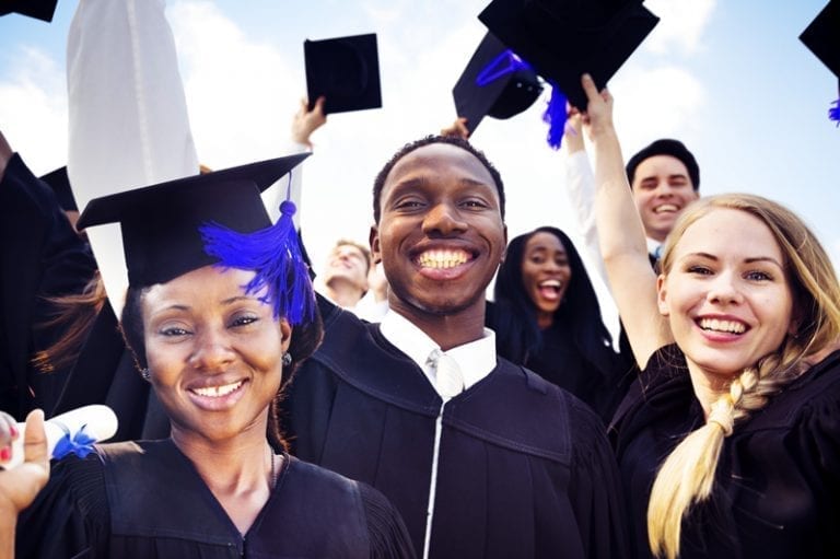 Graduation with many happy students