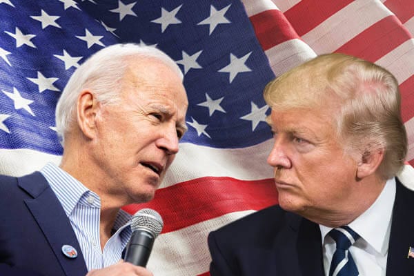 Trump and Biden looking at each other